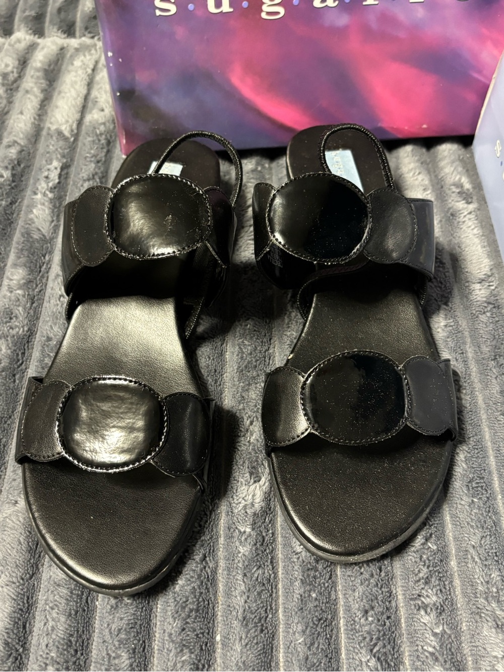 Black Women's Leather Slide Sandals - Brand:
